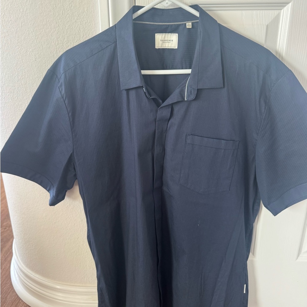 7 Diamonds Navy Short-Sleeve Button-Down Shirt